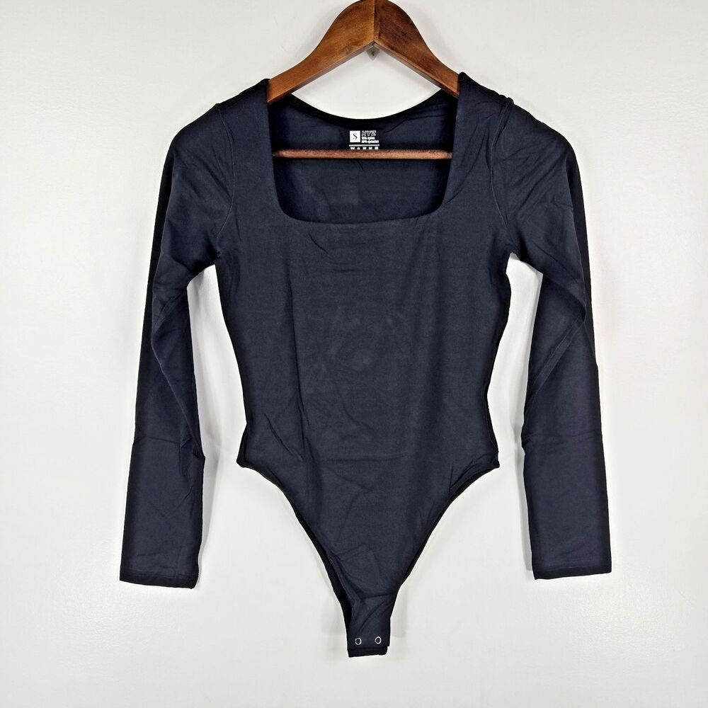 HYZ‎ Women's Size Small Black Long Sleeve Snap Closure Bodysuit NWOT
